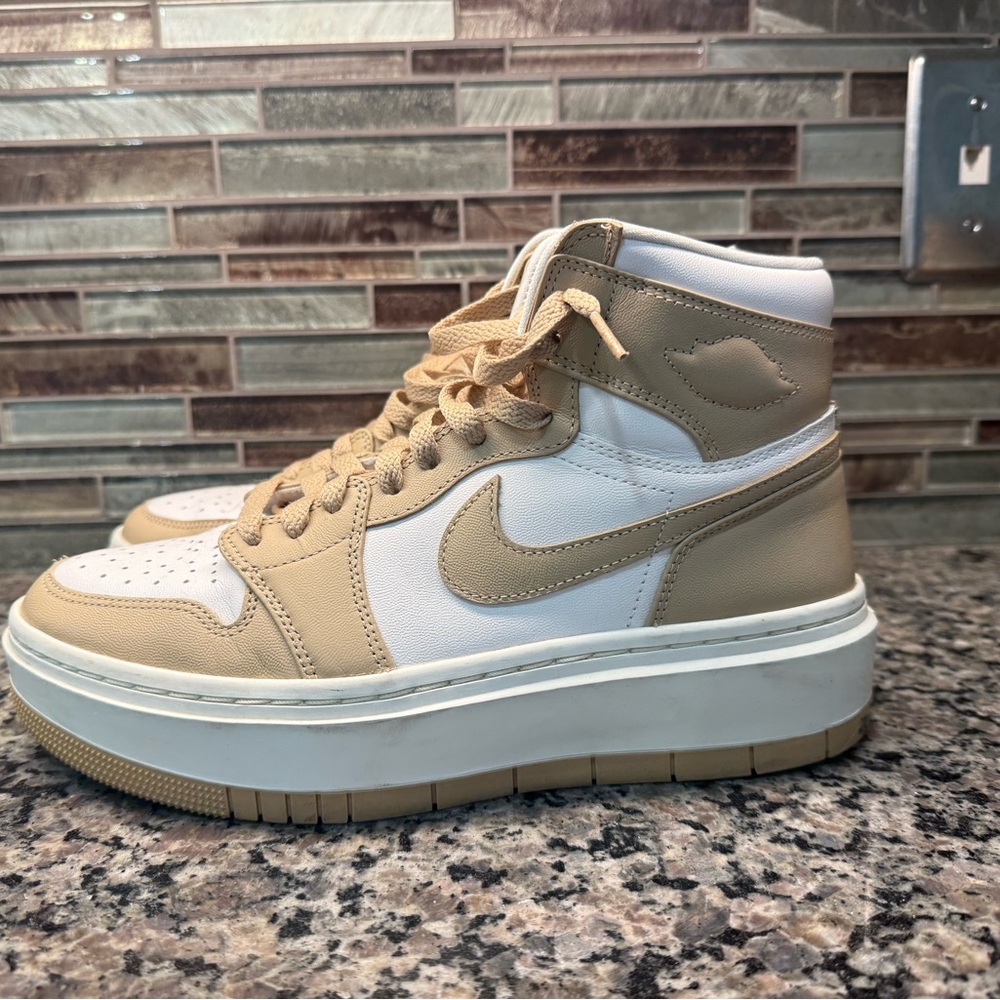 Nike Women's High-Top Sneakers in Beige and White